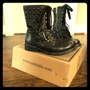 EUC Ash distressed and studded combat boots